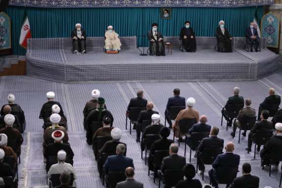 Iran’s ruler Ali Khamenei delivering a speech on October 14, 2022