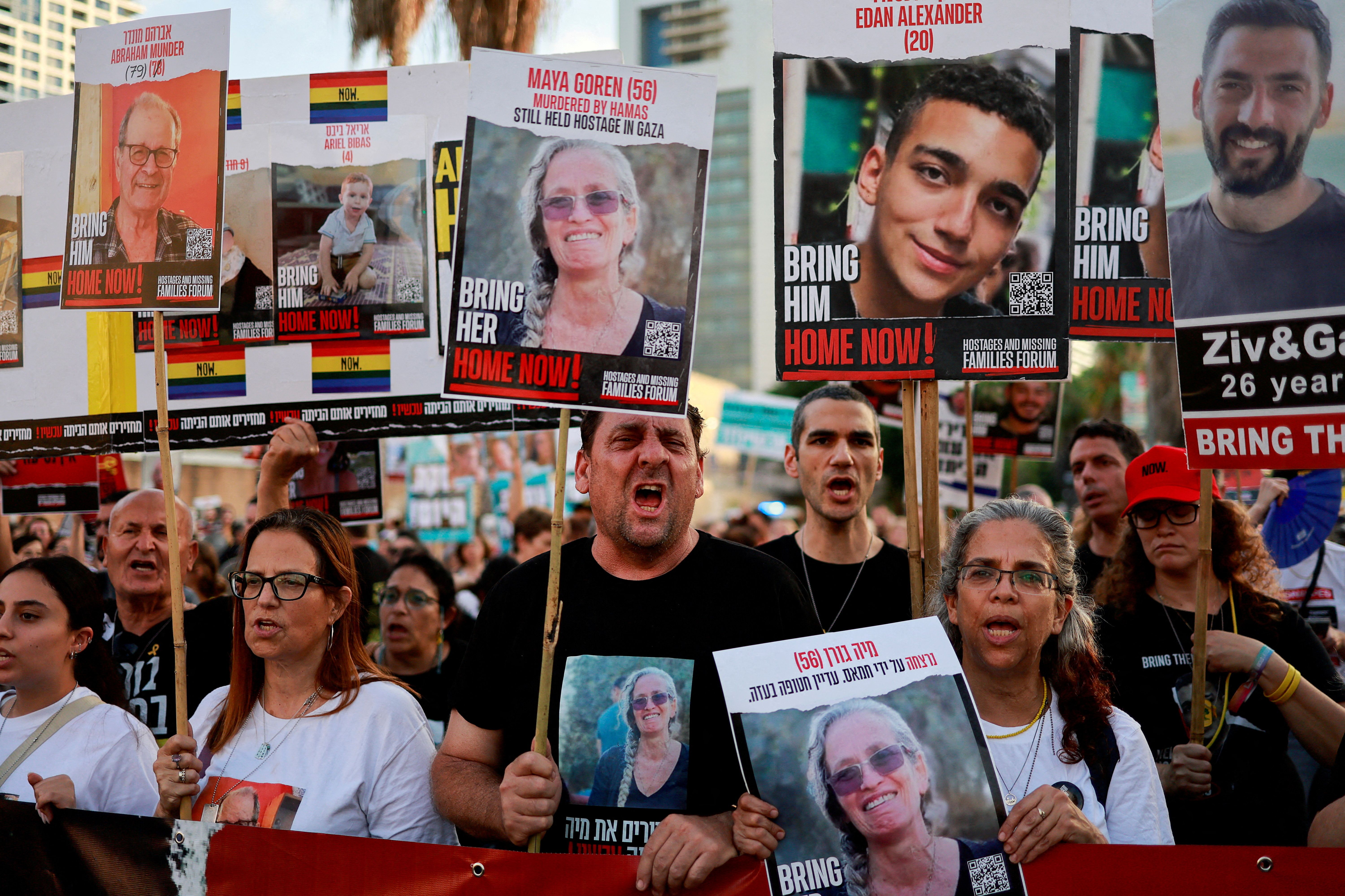 تظاهرات برای آزادی گروگان‌های اسرائیلی در بند حماس، تل‌آویو، ۲۷ تیر