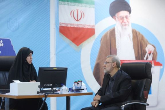 Ali Larijani, former chairman of the parliament of Iran, registers as a candidate for the presidential election at the Interior Ministry, in Tehran, Iran May 31, 2024.