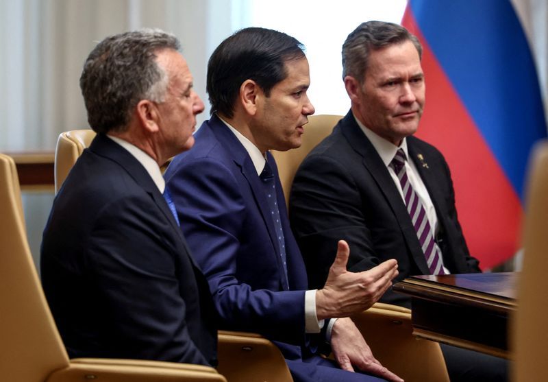 Steve Witkoff, US special envoy to the Middle East, left, and Marco Rubio, US Secretary of State, middle and National Security Adviser Mike Waltz, right.