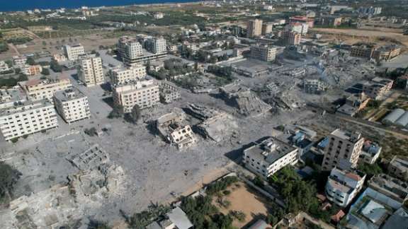 A scene in Gaza after Israeli air strikes