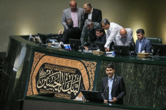 Iran’s Minister of Information and Communications Technology Sattar Hashemi speaking before the parliament on July 22, 2025