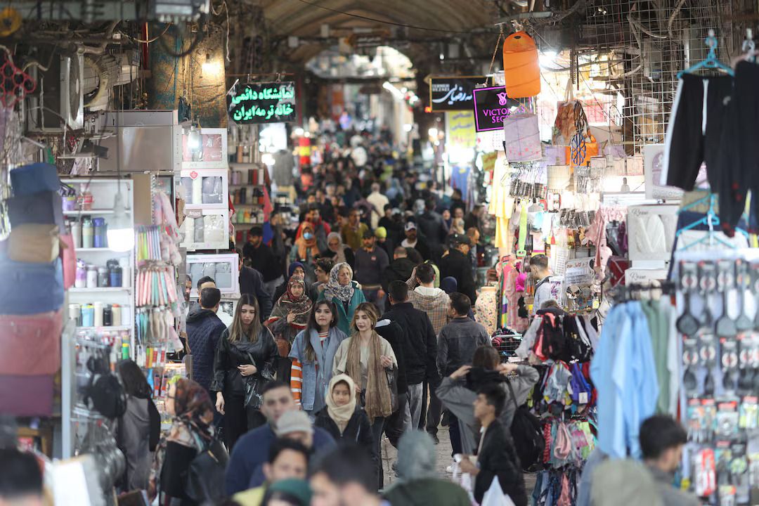 Iranian people shop at the Tehran Bazaar in Tehran, Iran, March 26, 2025.