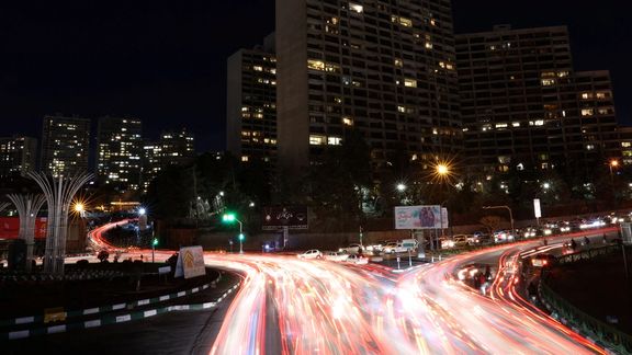 A long exposure photo of a highway in the Iranian capital Tehran