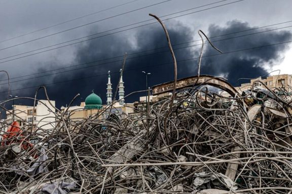 A building reduced to rubble after an airstrike by US or Israeli forces, Tehran, Iran, March 8, 2026