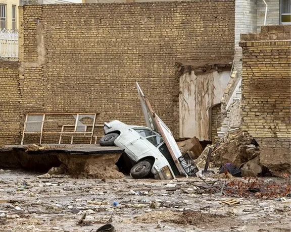 A view from a destroyed house in one of the flood-stricken areas