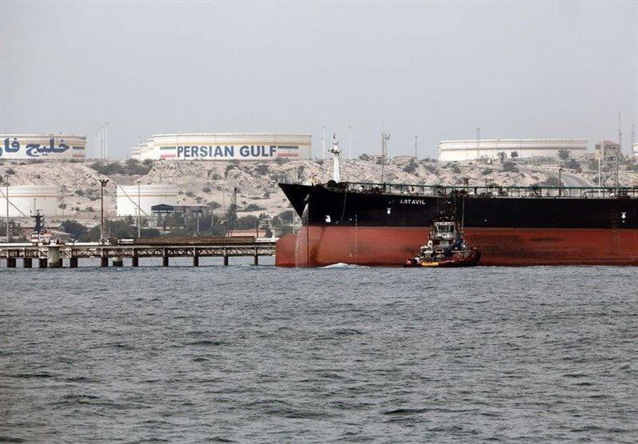 An Iranian tanker near loading port in the Persian Gulf. August 2021