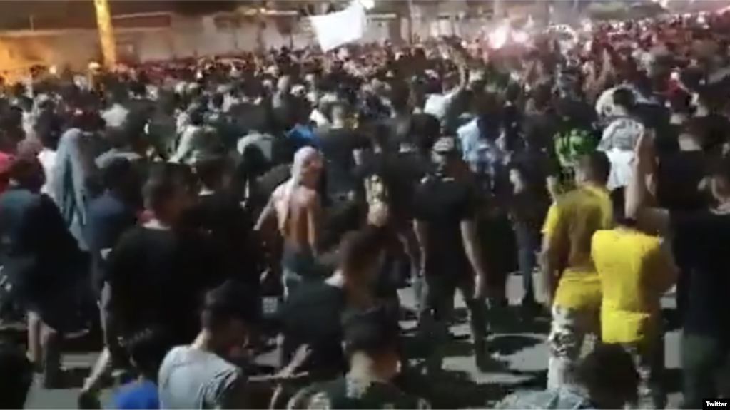 A screengrab of a video of water protests in Khuzestan province in July 2021 