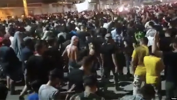 A screengrab of a video of water protests in Khuzestan province in July 2021