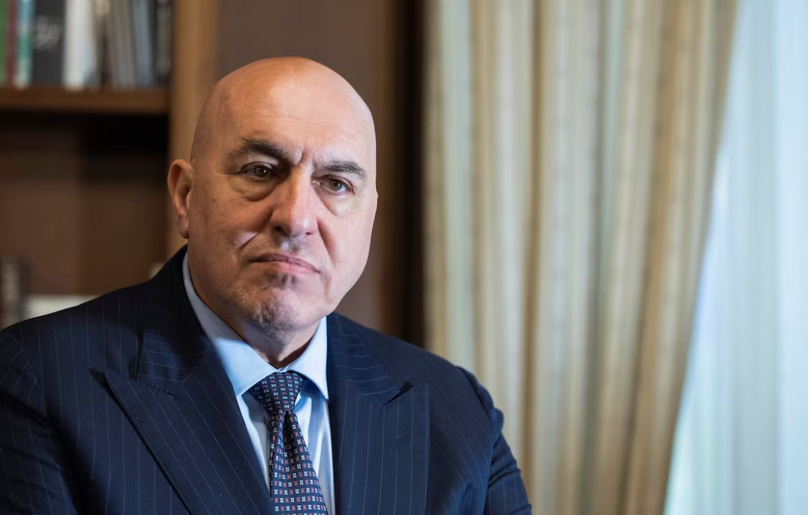 Italy's Defense Minister Guido Crosetto looks on during an interview with Reuters, in Rome, Italy, April 14, 2025.