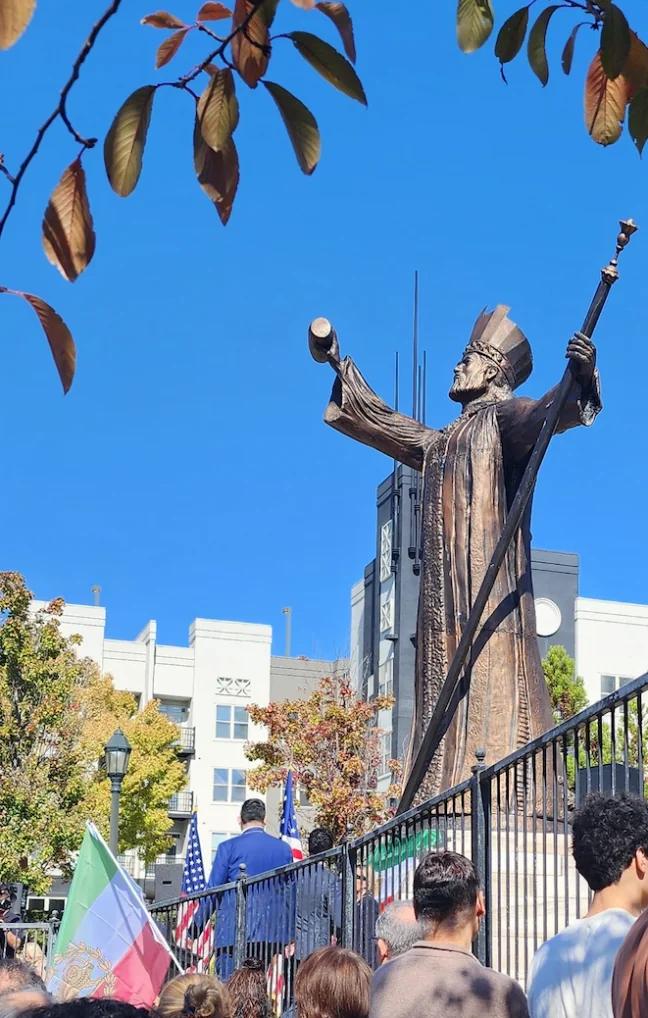 The monumental statue of Cyrus the Great at the Millennium Gate in Atlanta, the US state of Georgia (October 2023)