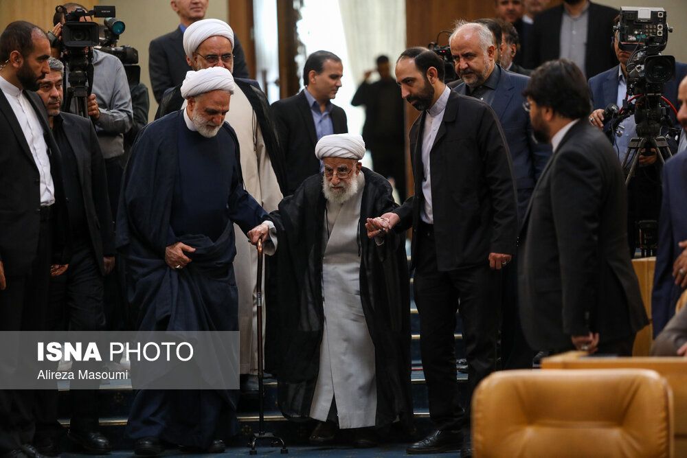 Ayatollah Ahmad Jannati (center) during an event in Tehran on June 26, 2023  