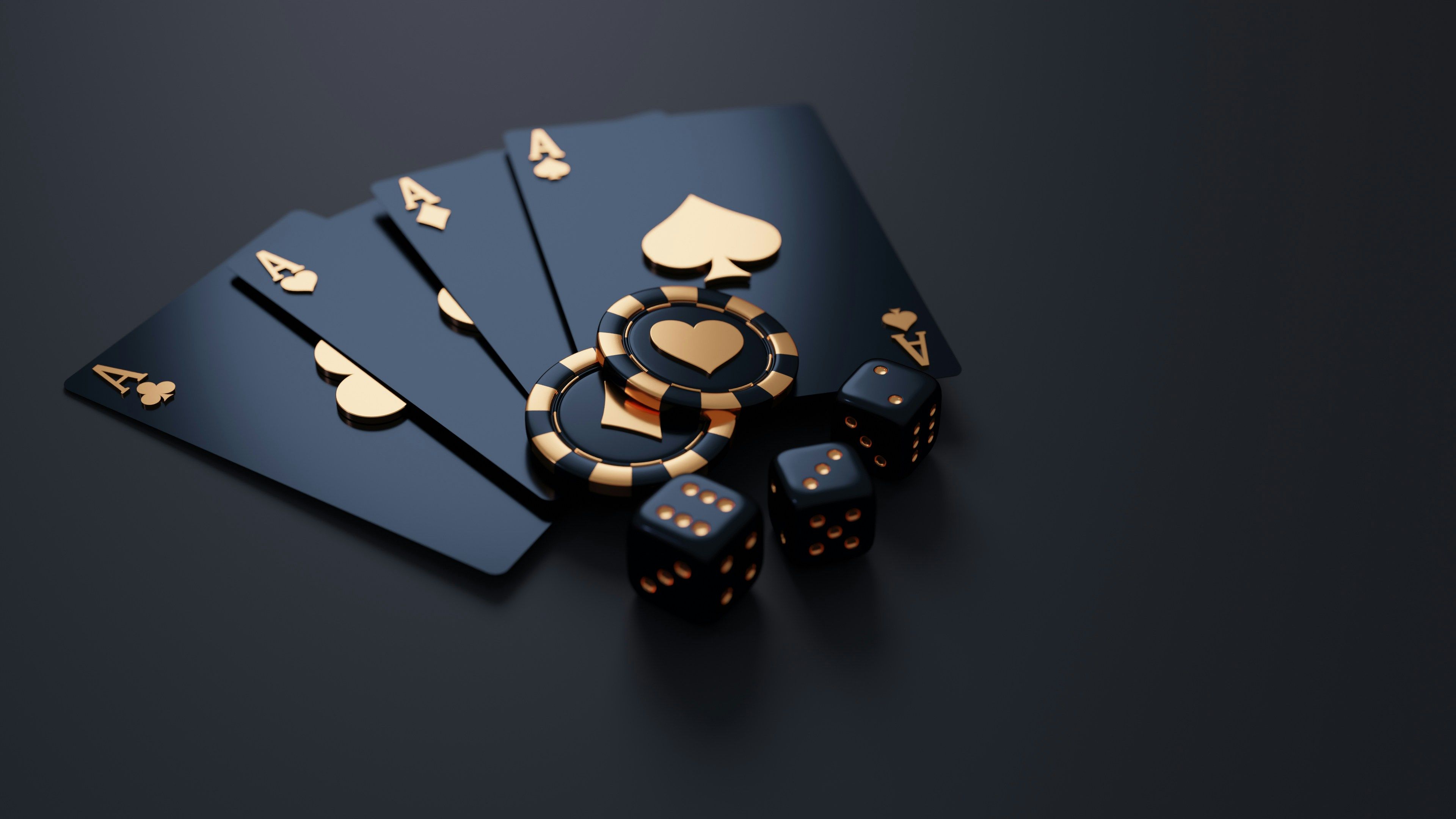 Playing cards, poker chips and dice are seen in this file image.
