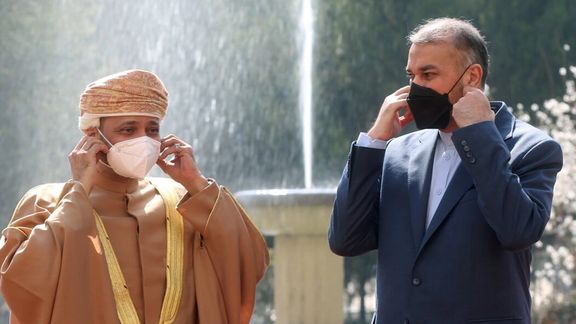 Amir-Abdollahian alongside his Omani counterpart Badr Albusaidi in Tehran. February 23, 2022