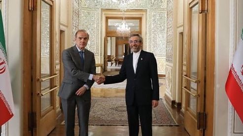 EU's Enrique Mora with Iran's chief nuclear negotiator Ali Bagheri-Kani in Tehran. May 11, 2022