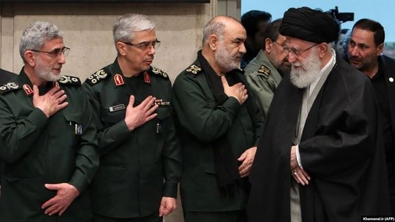 Qaani (L) and other IRGC commanders with Supreme Leader Ali Khamenei in January 2020