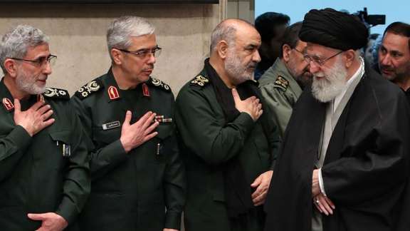 Senior IRGC commanders greet Supreme Leader Ali Khamenei in January 2020.