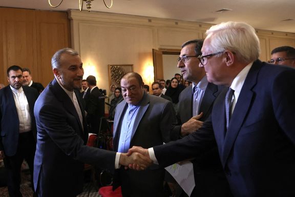 Iran's Foreign Minister Hossein Amir-Abdollahian meets with Deputy Foreign Minister of Russia Sergei Ryabkov during the Iran and BRICS summit in Tehran, Iran, August 8, 2023.