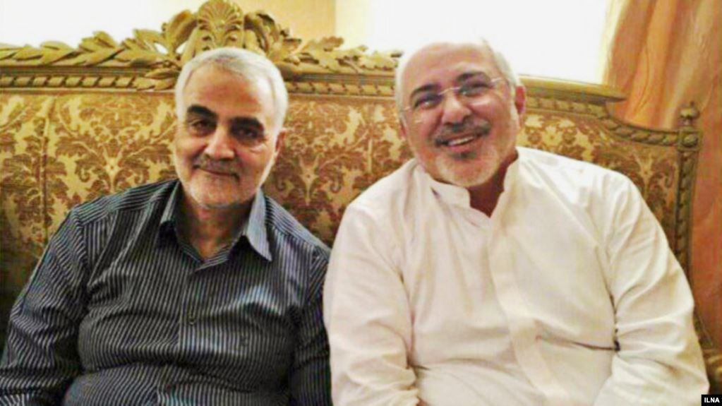 Former Foreign Minister Mohammad-Javad Zarif (right) and former IRGC Quds force commander Qassem Soleimani (undated) 
