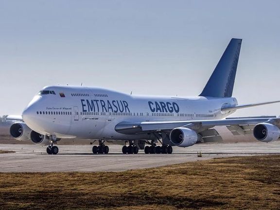 The impounded Mahan Airlines 747 plane operating for Venezuela. Undated