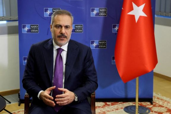 Turkish Foreign Minister Hakan Fidan attends an interview with Reuters, in Brussels, Belgium April 4, 2025.
