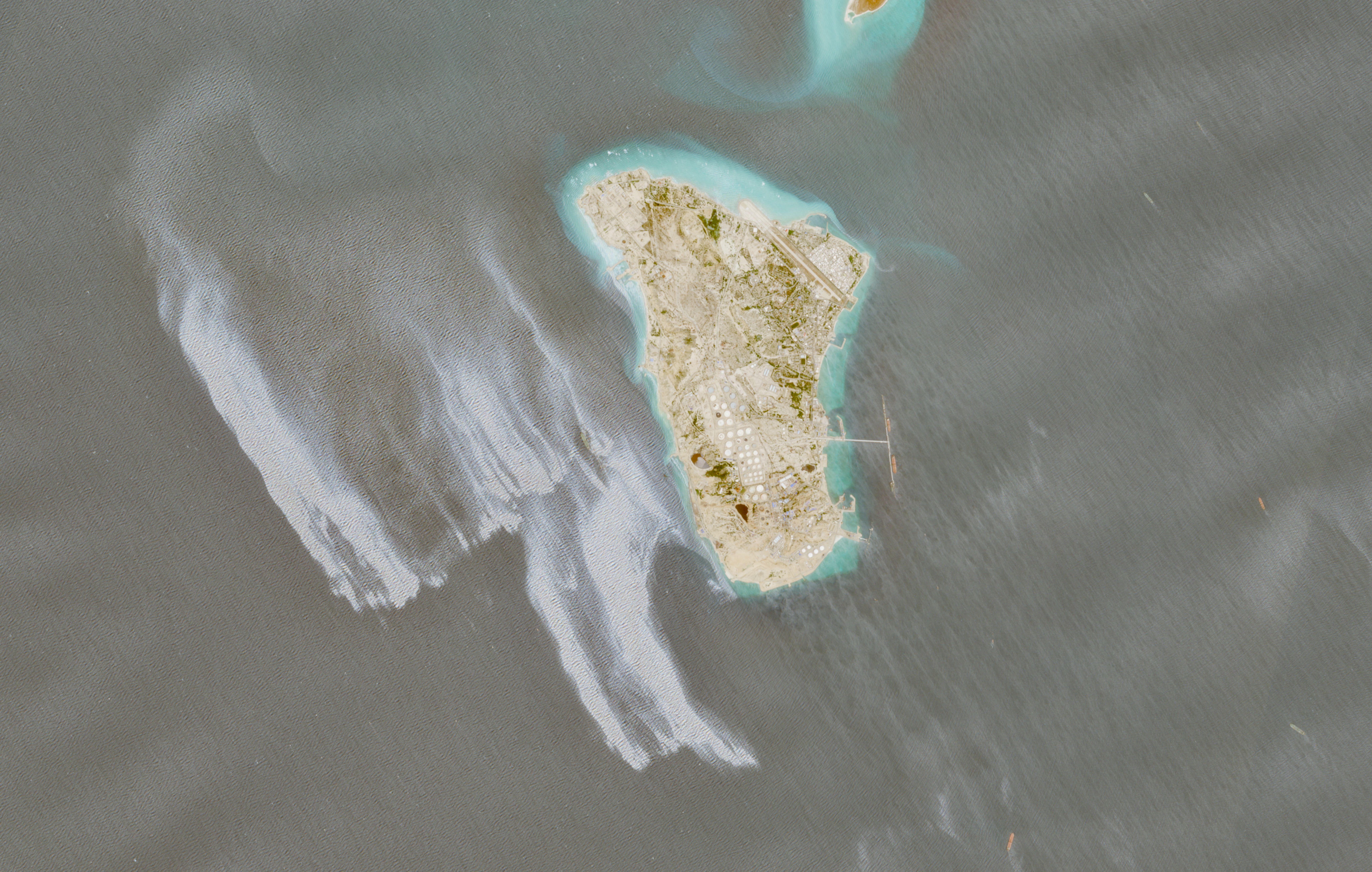 A suspected oil spill near Iran's Kharg Island is seen in satellite images