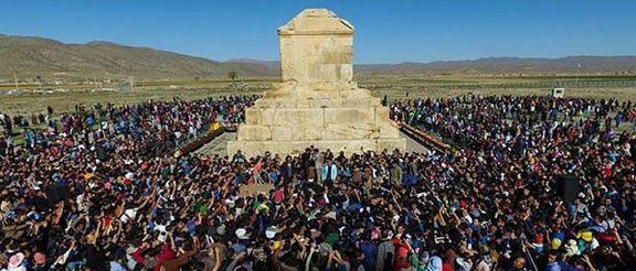 People gathered at the tomb of Cyrus the Great. Undated