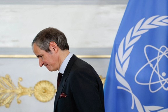 IAEA Director General Rafael Grossi reacts at the end of a doorstep at the Austrian Chancellery in Vienna, Austria, June 25, 2025.