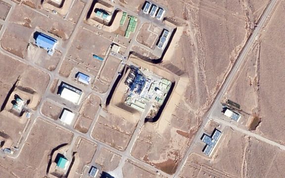 This satellite photo from Planet Labs PBC shows a damaged large building at the Revolutionary Guard's Shahroud Space Center in Semnan province, Iran, Tuesday October 29, 2024. (Planet Labs)