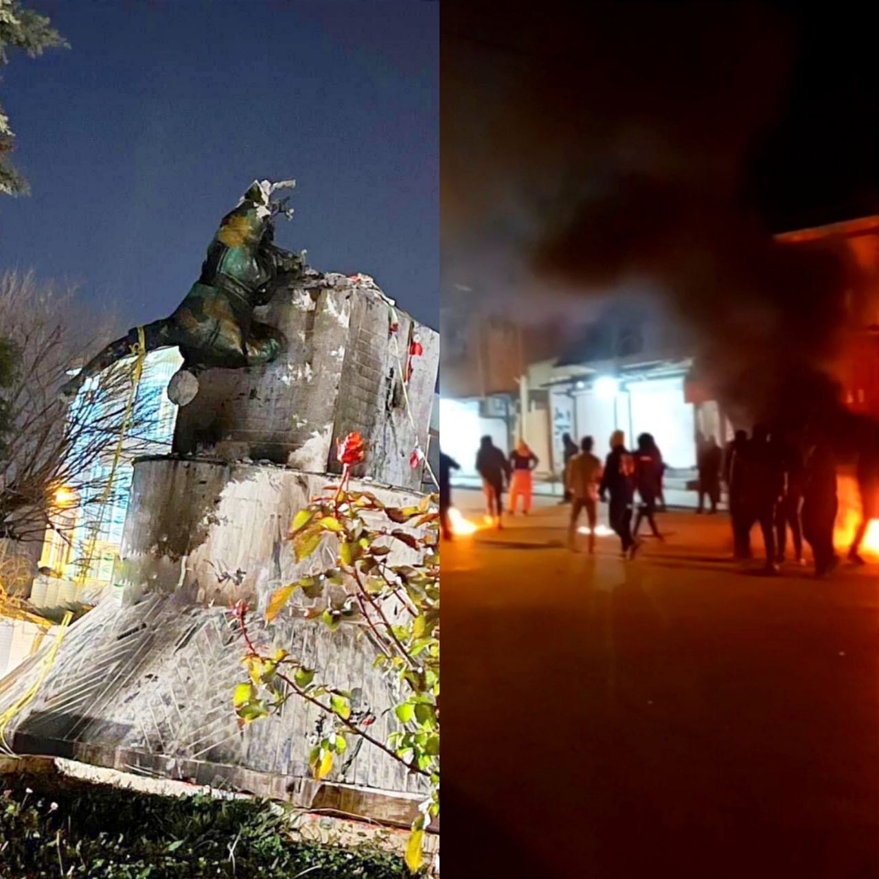 تجمع مردم آبدانان با شعارهایی از جمله «‌اروپا اروپا یا با سپاه یا با ما»