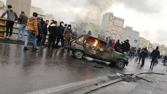 A scene from protests in Tehran on November 15, 2019