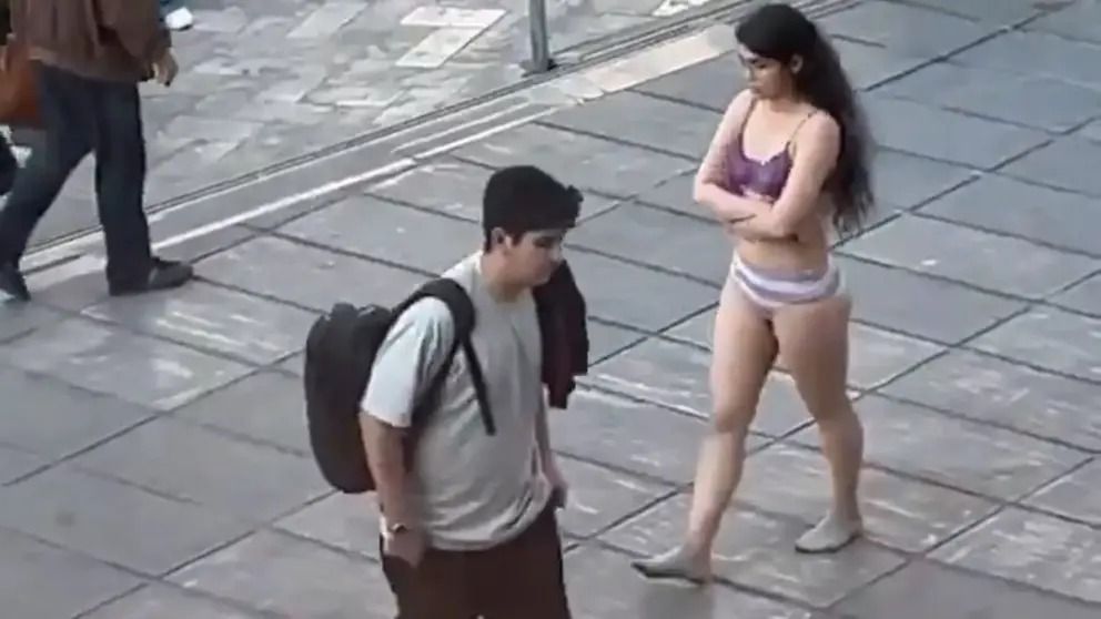 Screenshot of the video showing the female student disrobing at Tehran's Azad University.