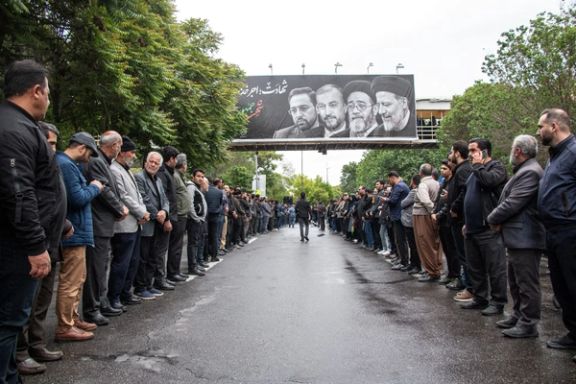 People attend a funeral ceremony for the late Iranian President Ebrahim Raisi in Tabriz, East Azerbaijan Province, Iran, May 21. via WANA