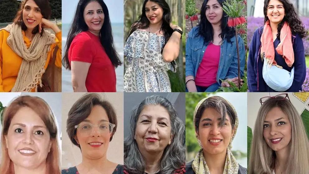 A composite picture of 10 Baha'i women recently sentenced by Isfahan's Revolutionary Court to a total of 90 years in prison.