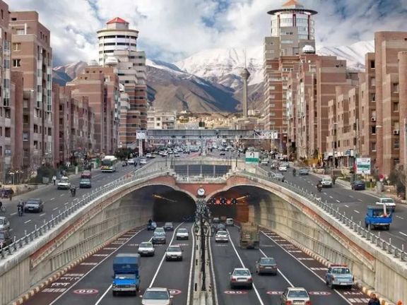 Famous view of Tehran with Alborz mountains in the background on a clear day