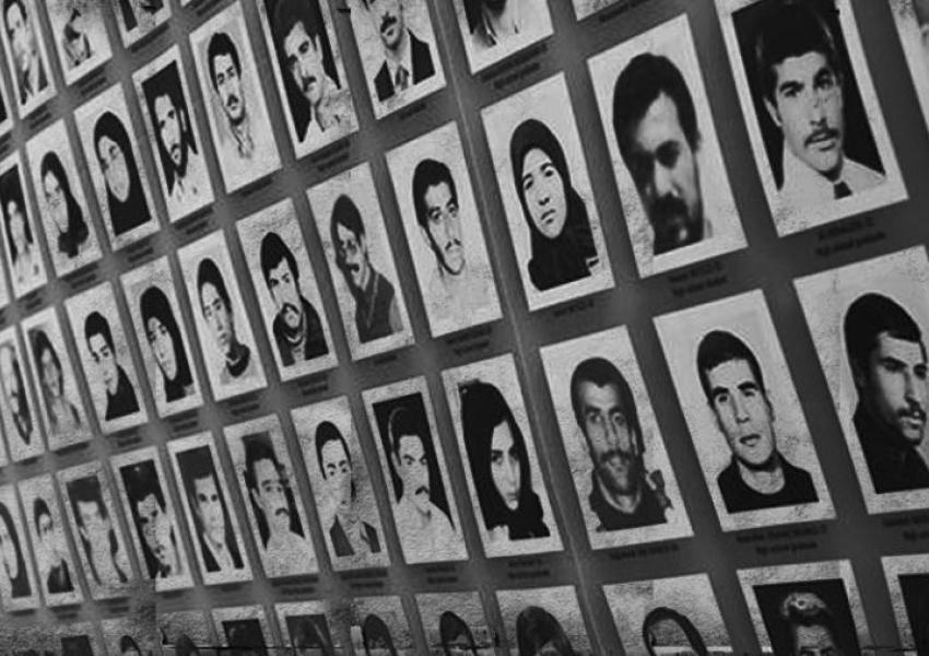Photos of some of the thousands of prisoners killed in Iranian jails in 1988.