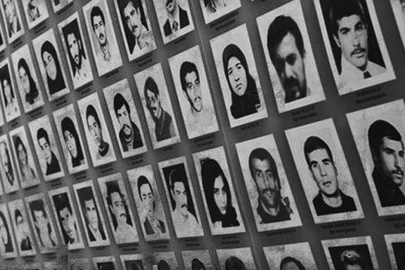 Photos of some of the thousands of prisoners killed in Iranian jails in 1988.