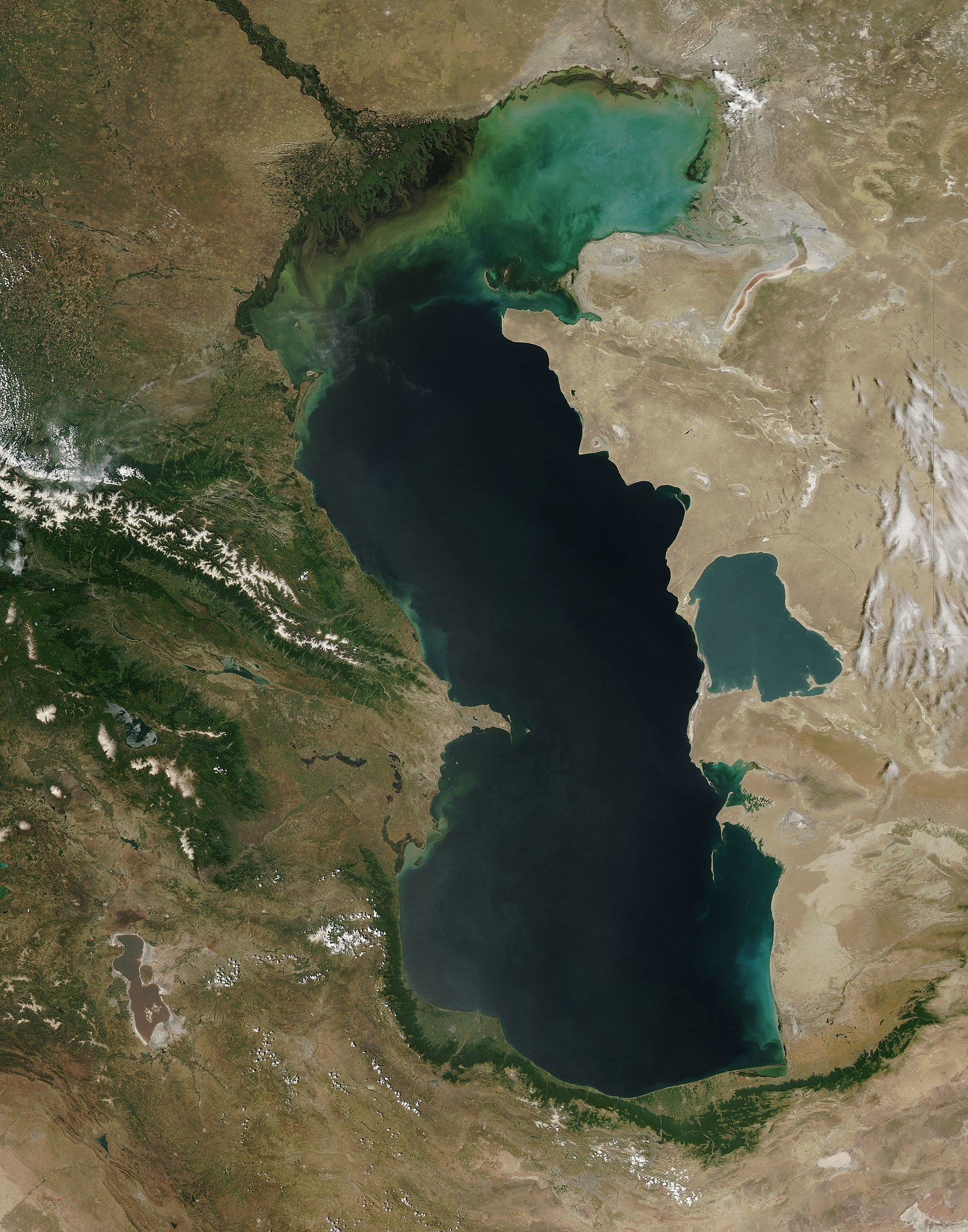 An aerial photo of the Caspian Sea 