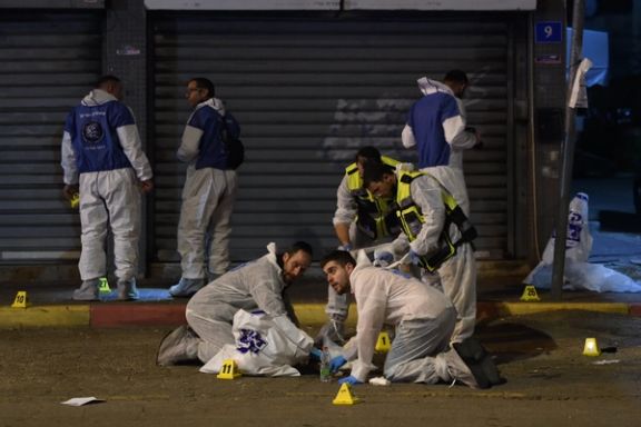 The aftermath of a terror attack in Israel on Sunday night