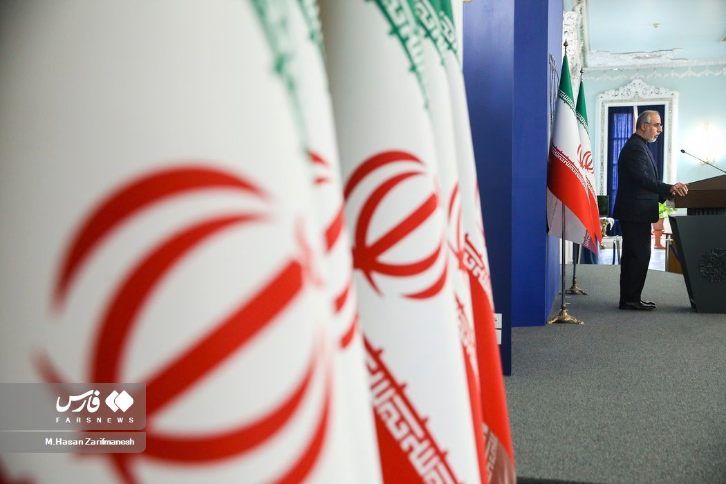 Iran's foreign ministry spokesperson Nasser Kanaani during a press briefing on July 31, 2023   