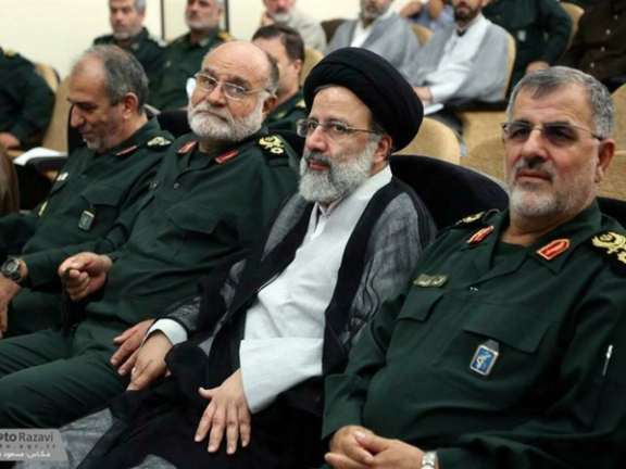 Undated photo shows Raisi with IRGC top commanders