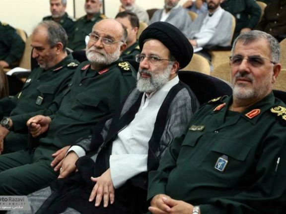 President Ebrahim Raisi with High-ranking IRGC officers who have supported him
