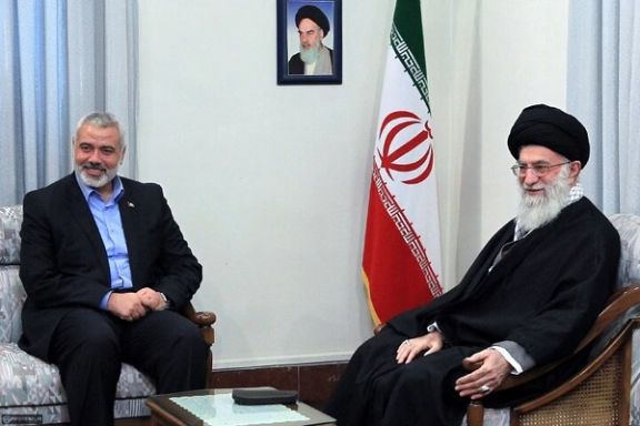 Hamas leader Ismail Haniyeh with Iran's Supreme Leader Ali Khamenei. Undated