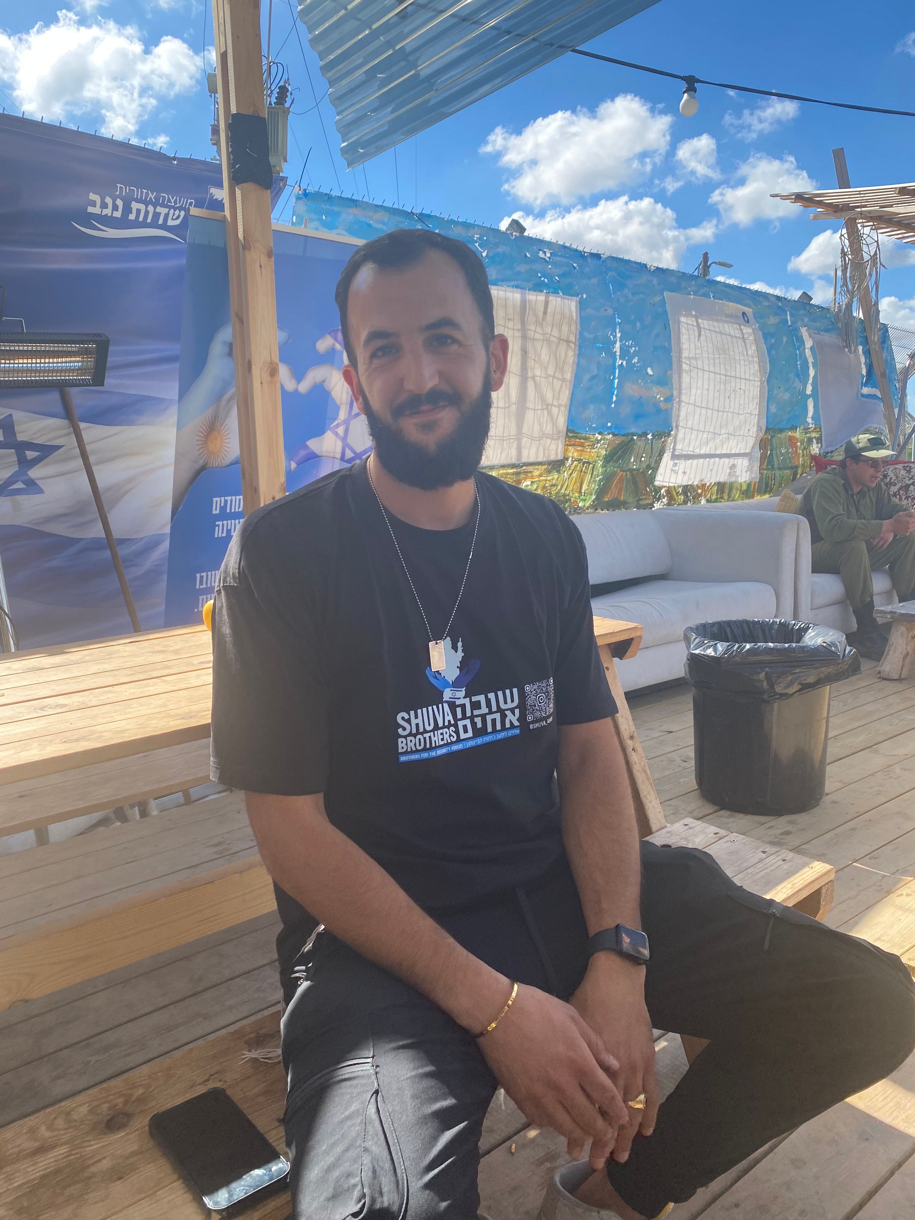 Dror Trabelsi serves 2,000 meals a day to IDF soldiers at rest stop he created with is brothers in Southern Israel near the Gaza border. 