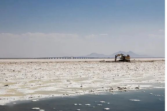 A photo of dried-up Lake Urmia