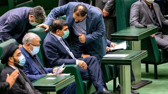 An undated photo of Iranian ministers at a parliamentary session