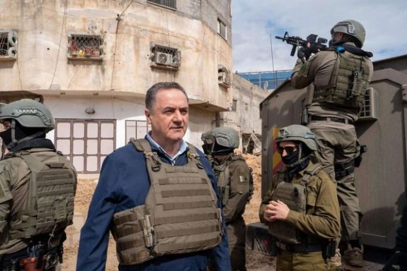 Israeli Defense Minister Israel Katz visits IDF troops in the Tulkarem refugee camp in West Bank, February 2025.