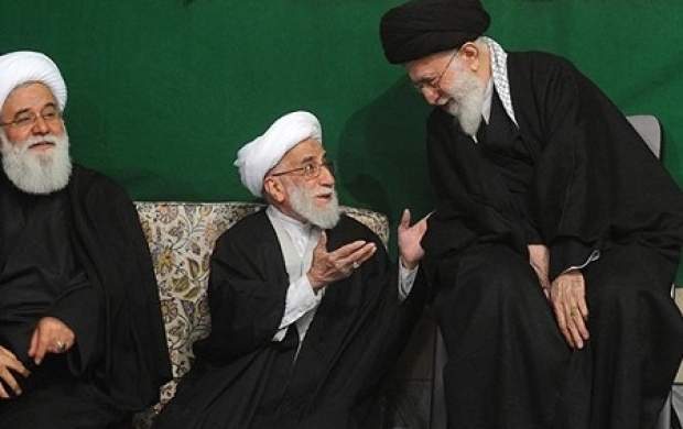 Ayatollah Ahmad Jannati (center) with Supreme Leader Ali Khamenei (right) and Ahmad Alamolhoda, Khamenei’s representative in Mashhad   