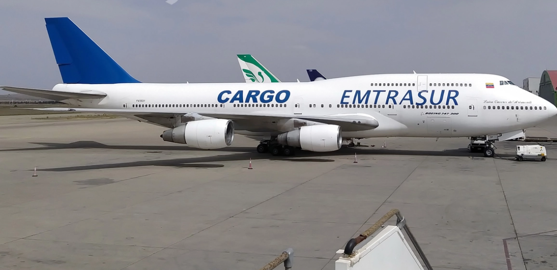 An undated photo showing the Mahan Airlines 747 operating for Venezuela