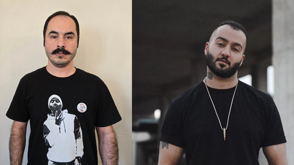A composite image of Iranian activist Hossein Ronaghi and Iranian rapper Toomaj Salehi